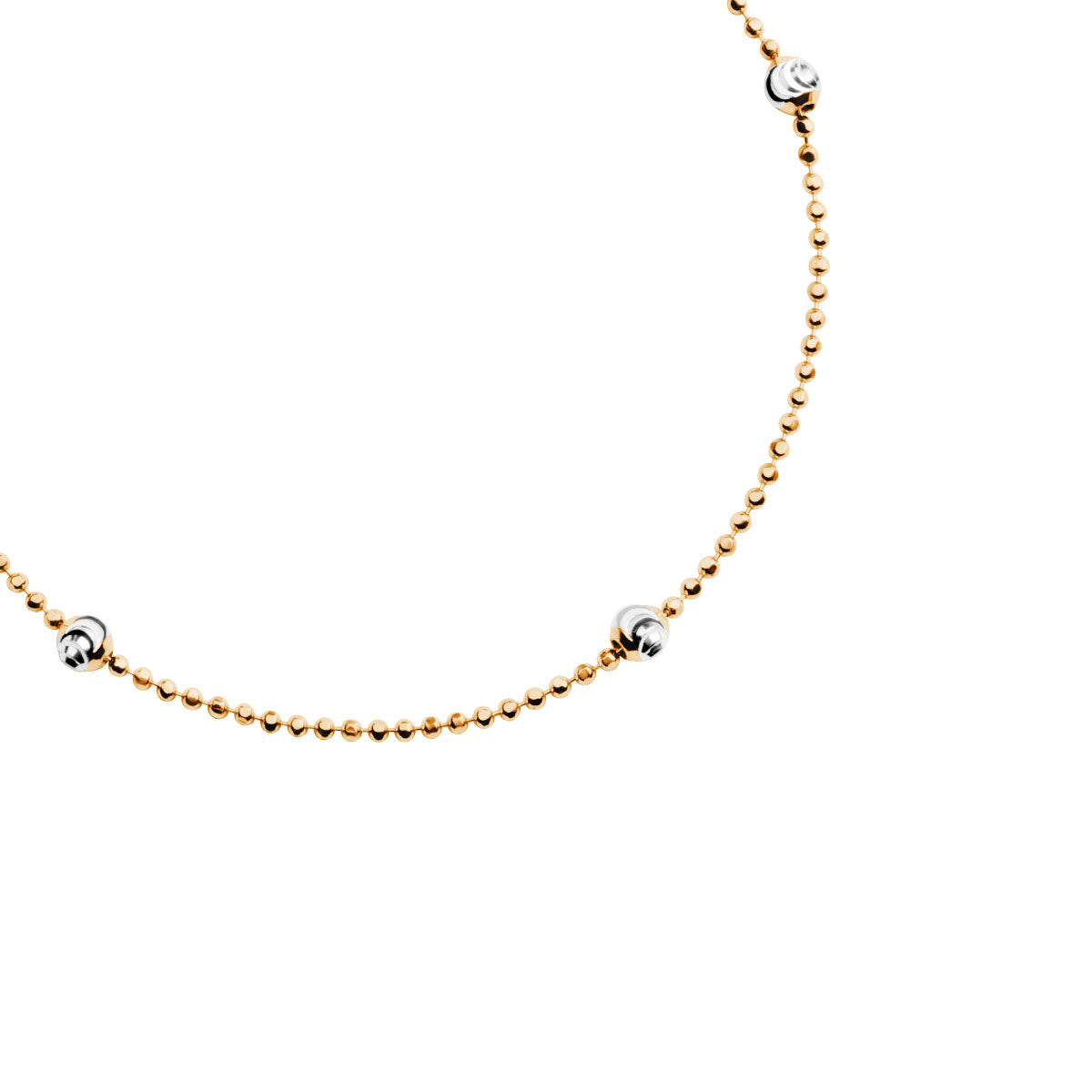 Bransoletka srebrna pozłacana - kulki