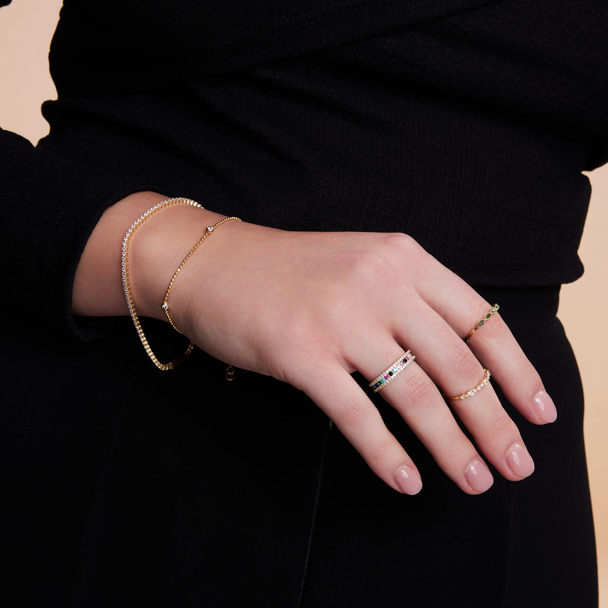 Bransoletka srebrna pozłacana - kulki