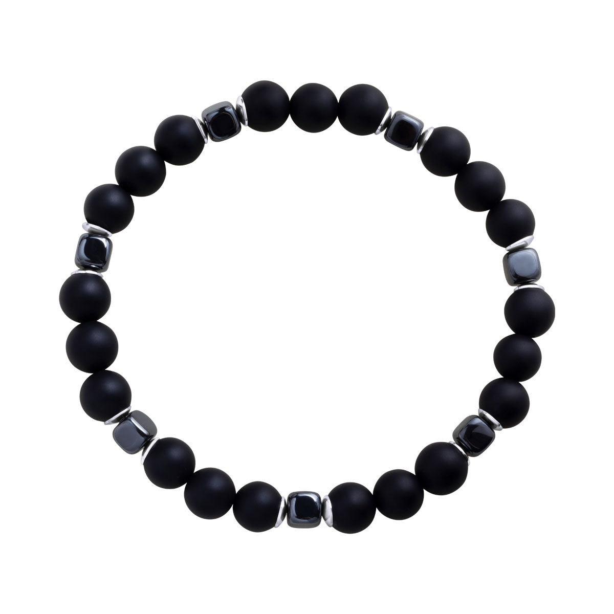 Bransoletka z onyksu i hematytu - Grafito