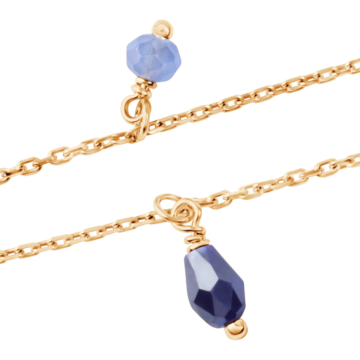 Bransoletka pozłacana z niebieskim szkłem