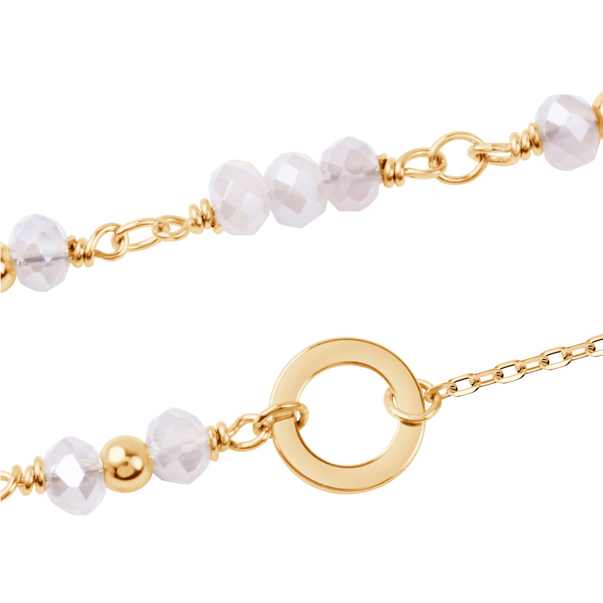 Bransoletka srebrna pozłacana z różowym szkłem - Mommy & Me