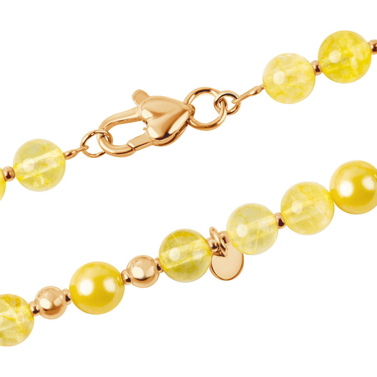 Bransoletka srebrna pozłacana z żółtą perłą i cytrynami - kulki