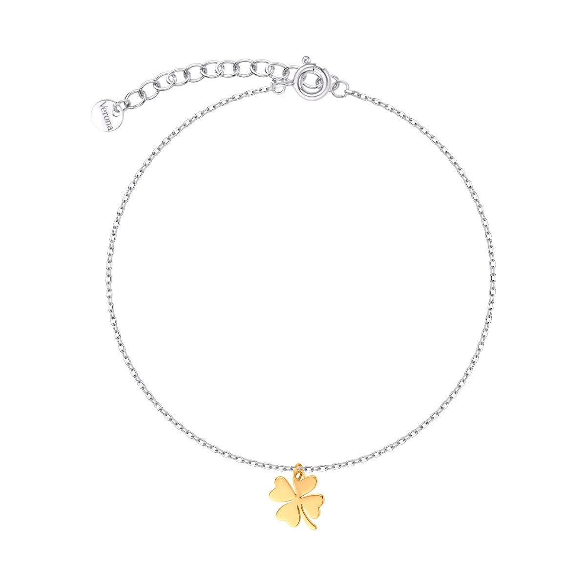 Bransoletka srebrna pozłacana - koniczynka