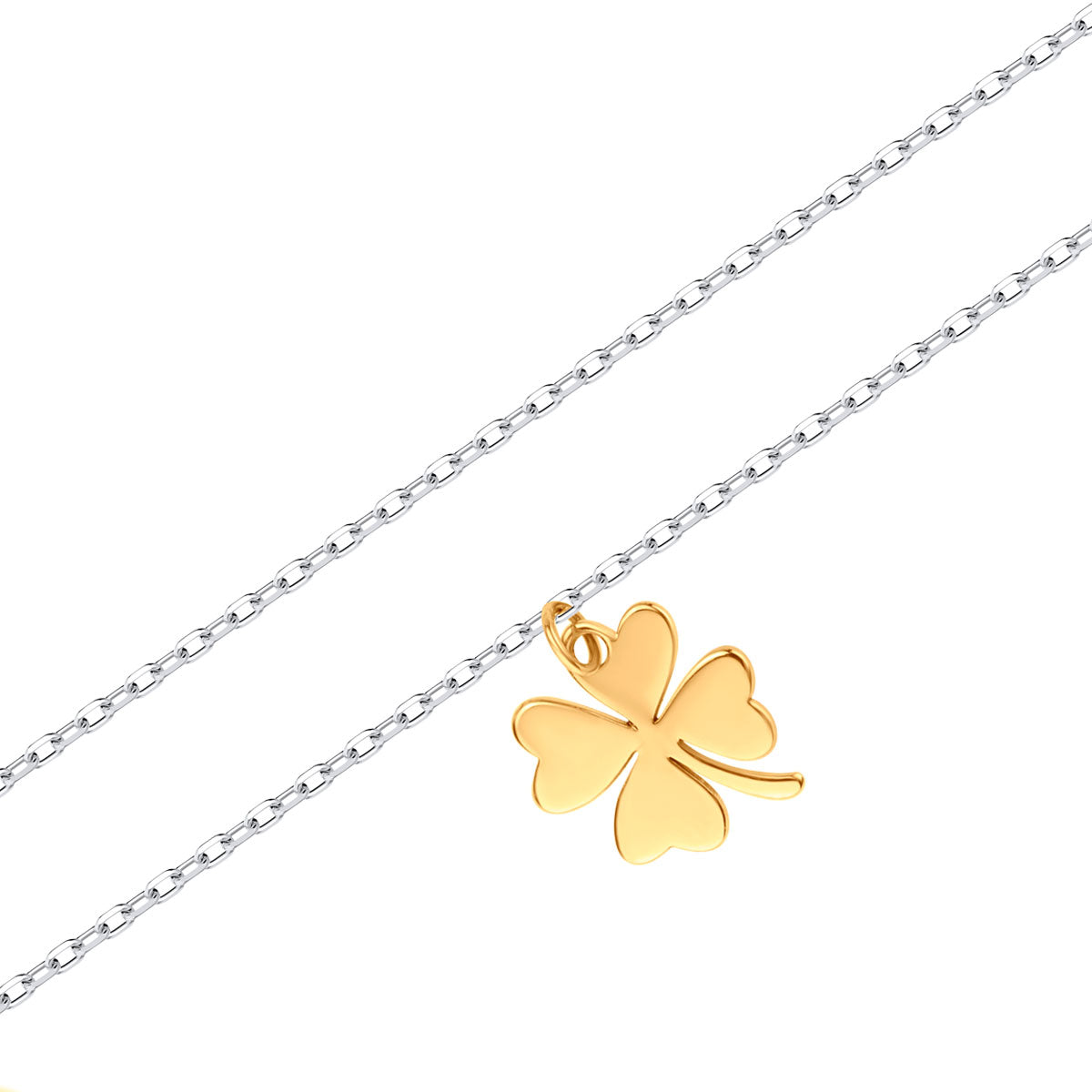 Bransoletka srebrna pozłacana - koniczynka