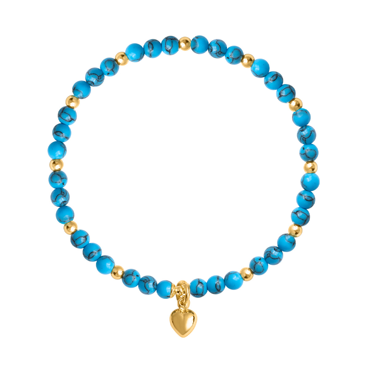Bransoletka srebrna pozłacana z turkusem - serce