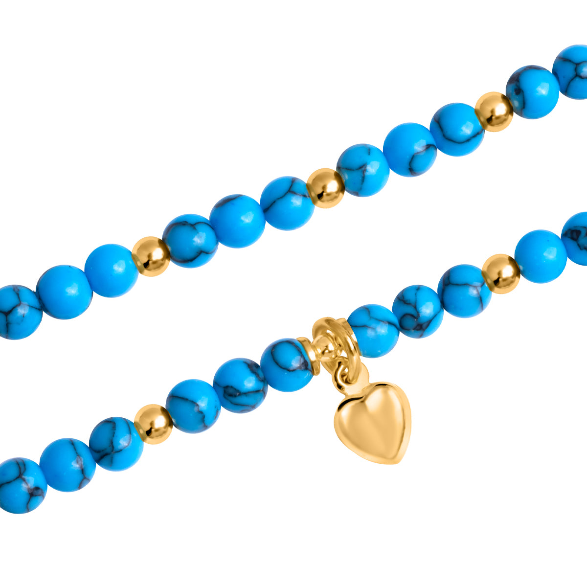 Bransoletka srebrna pozłacana z turkusem - serce