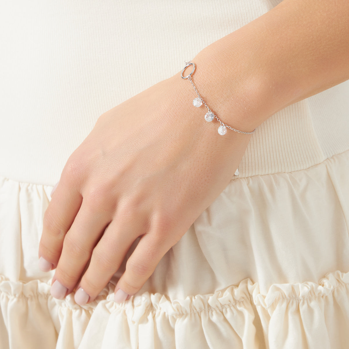 Bransoletka srebrna z cyrkoniami - kulki - Verona