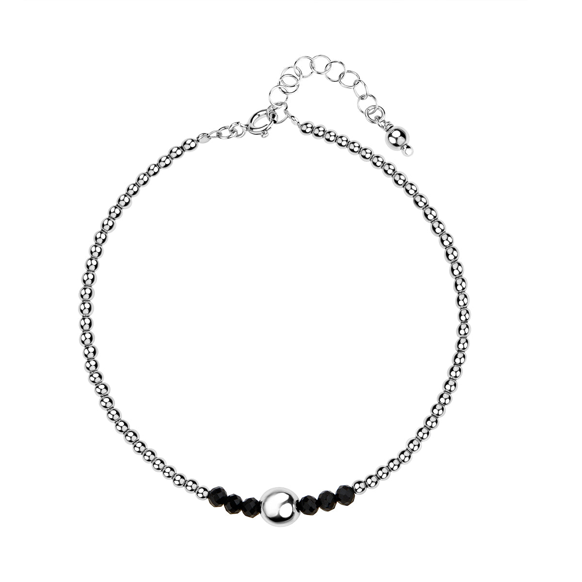 Bransoletka srebrna z hematytem i onyksem