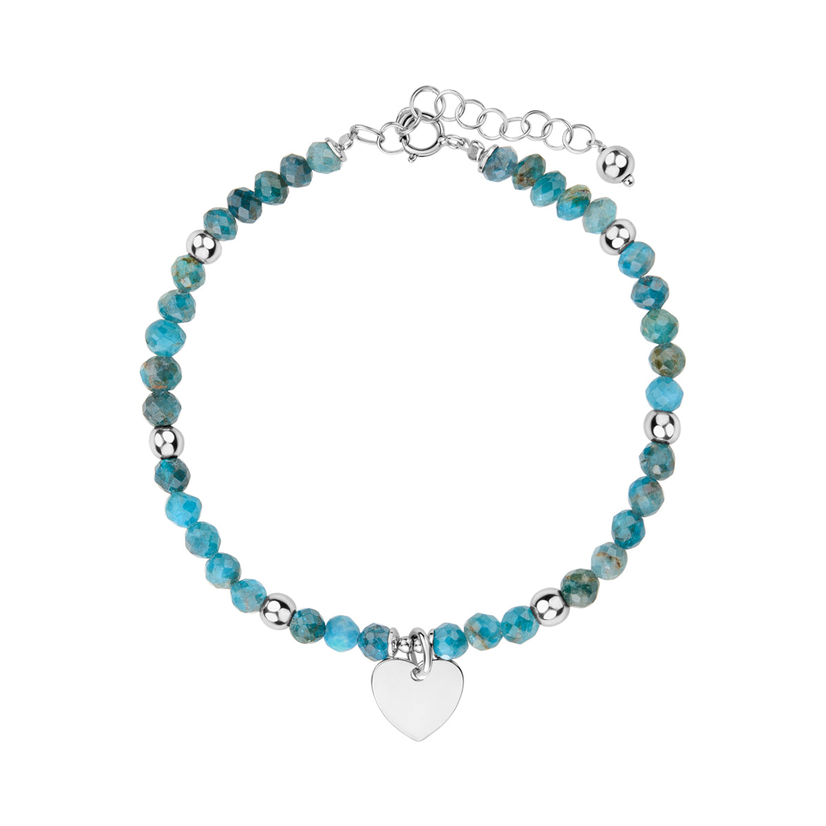 Bransoletka srebrna z kwarcem - kulki - serce
