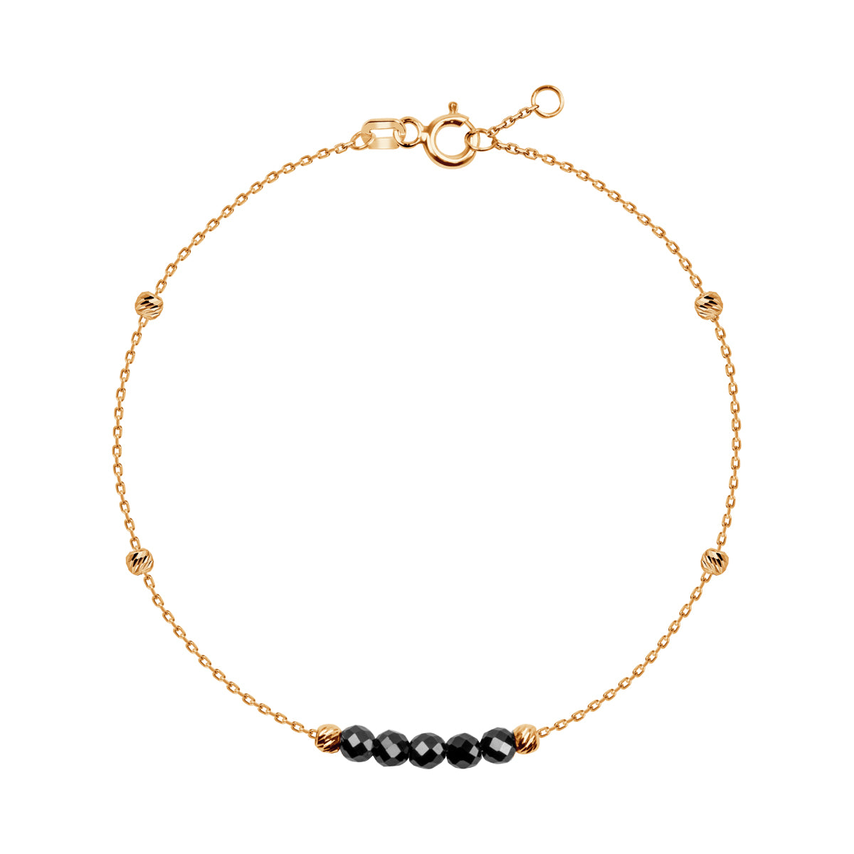 Bransoletka złota z czarnymi cyrkoniami - kulki