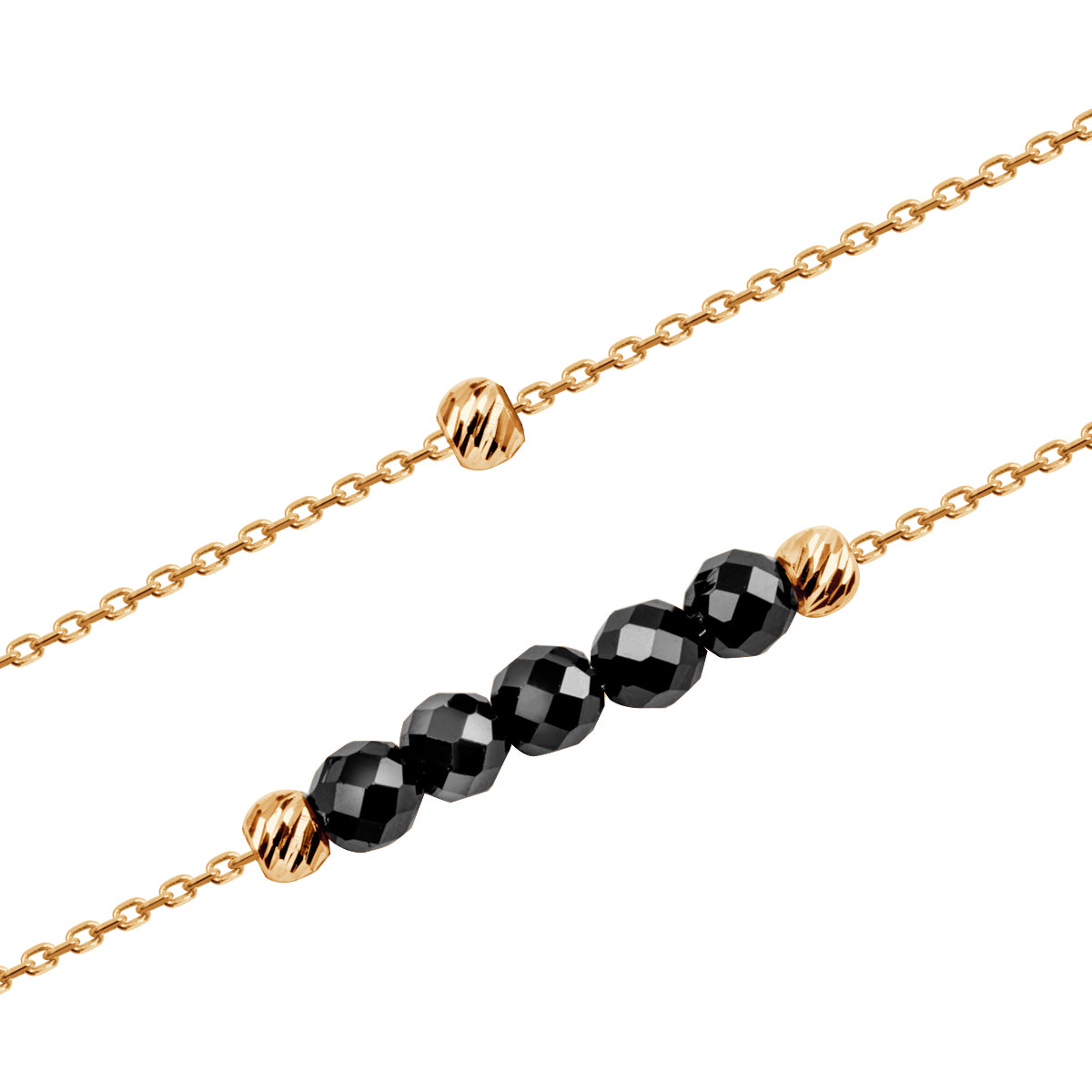 Bransoletka złota z czarnymi cyrkoniami - kulki