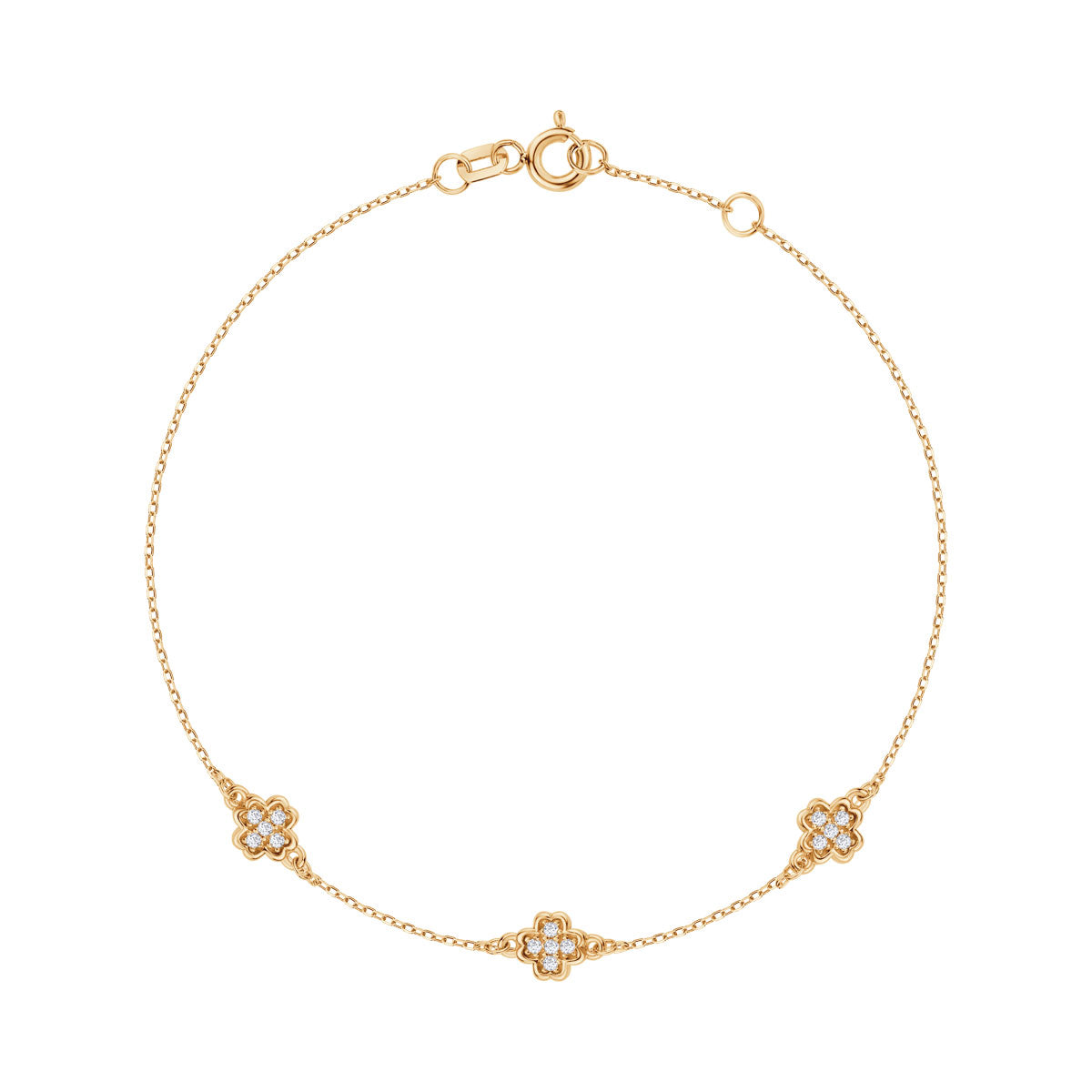 Bransoletka złota z cyrkoniami - koniczynki - Verona