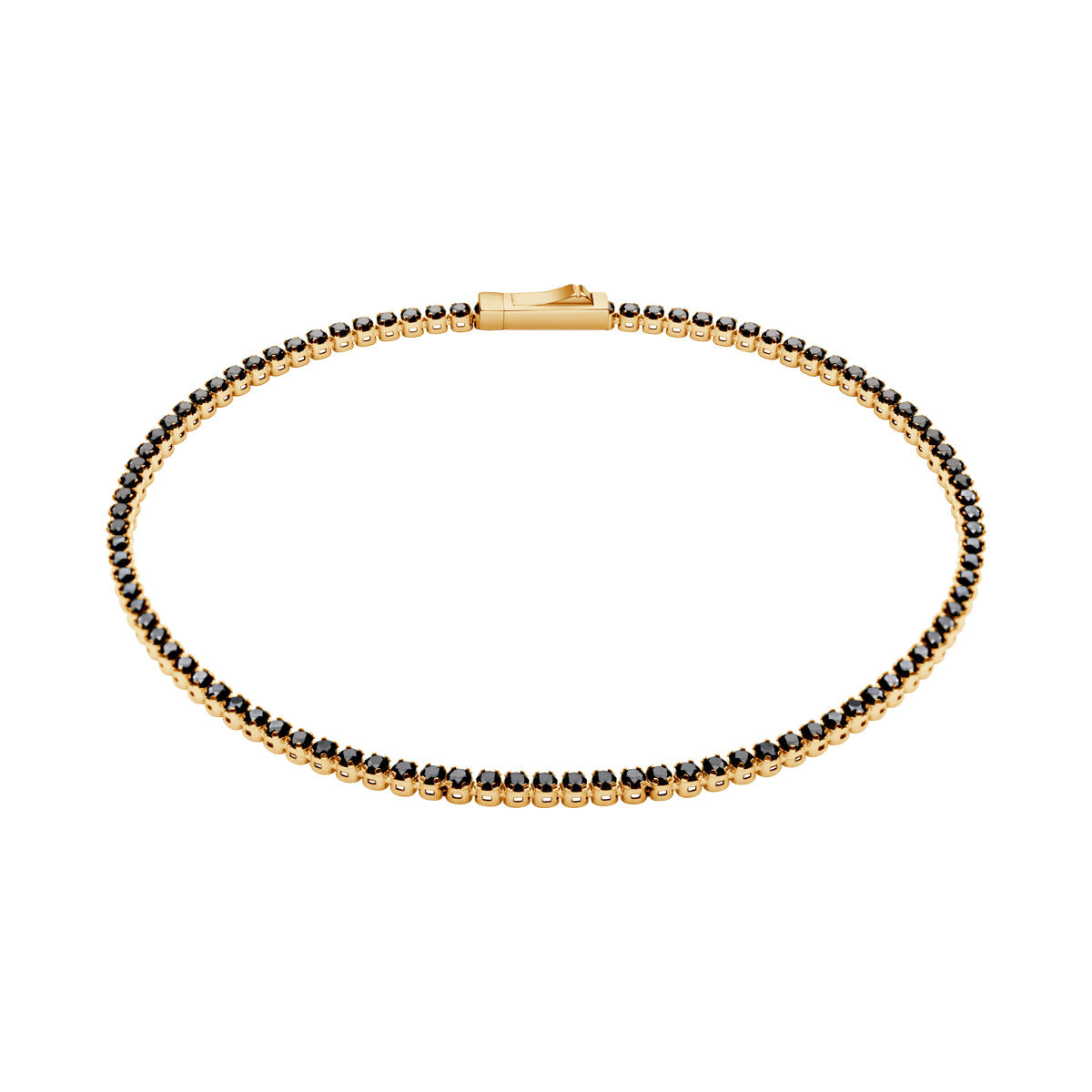 Bransoletka tenisowa złota z czarnymi cyrkoniami