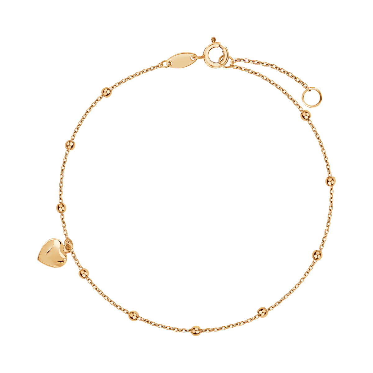 Bransoletka złota - serce - kulki