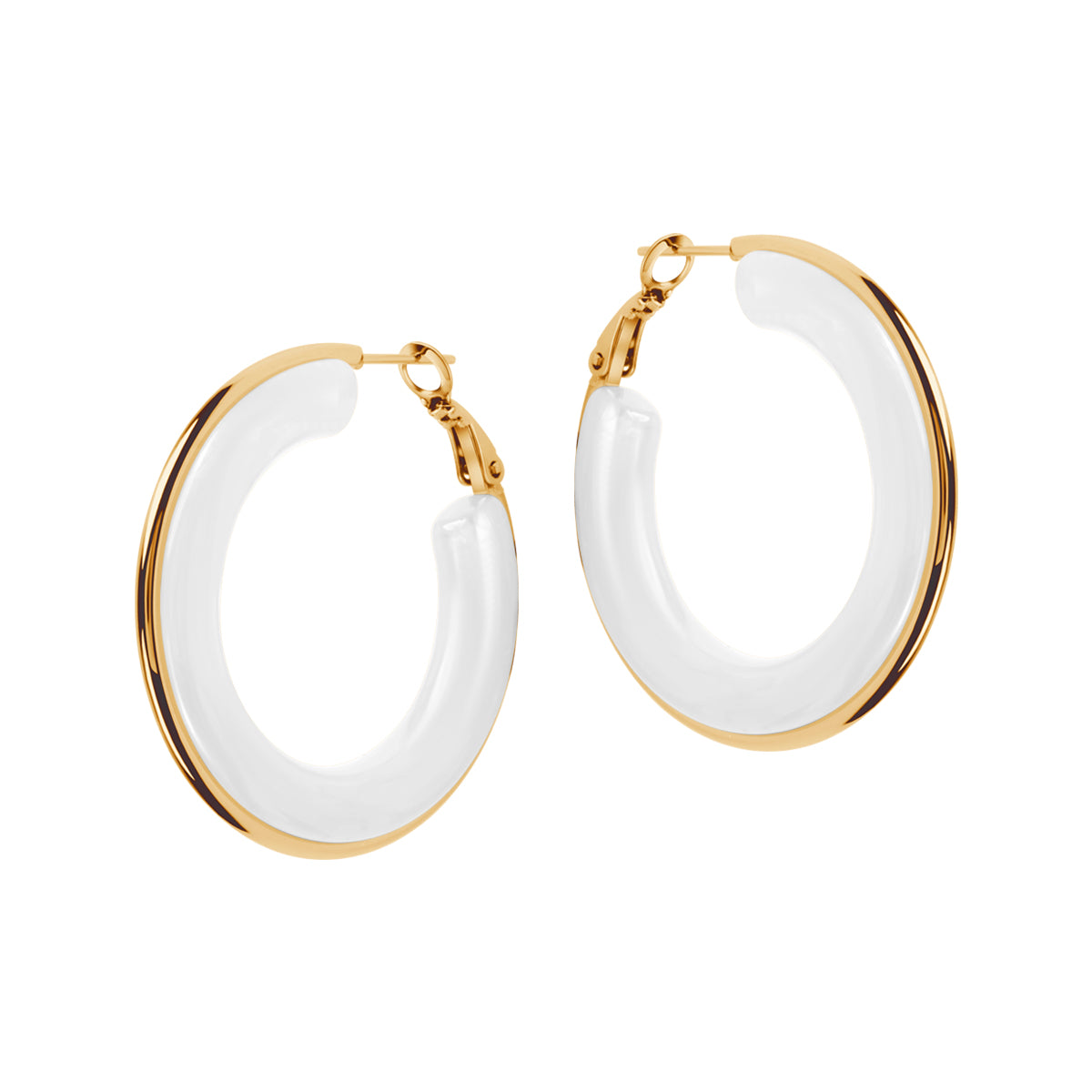 Kolczyki stalowe z białym szkłem - koła - Moderno