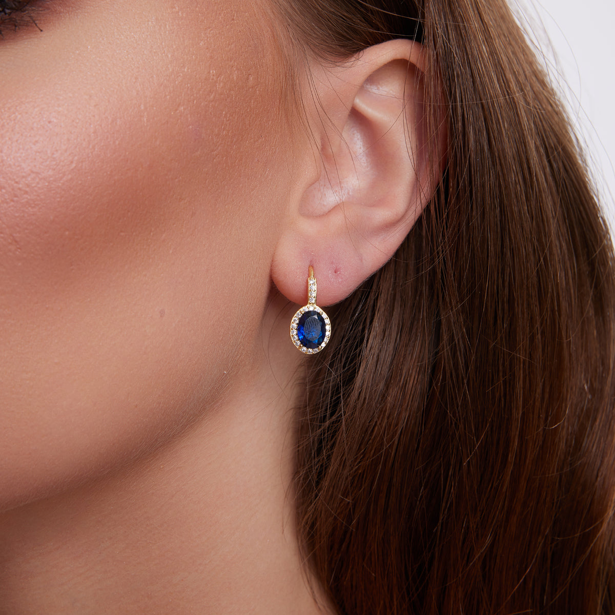 Kolczyki srebrne pozłacane z niebieskimi cyrkoniami