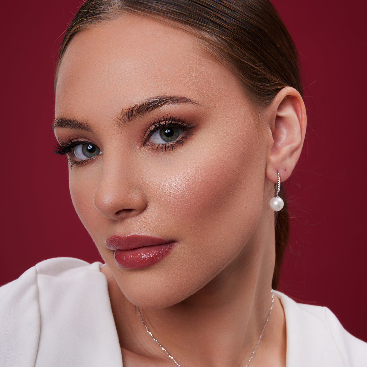 Kolczyki srebrne z perłami i cyrkoniami