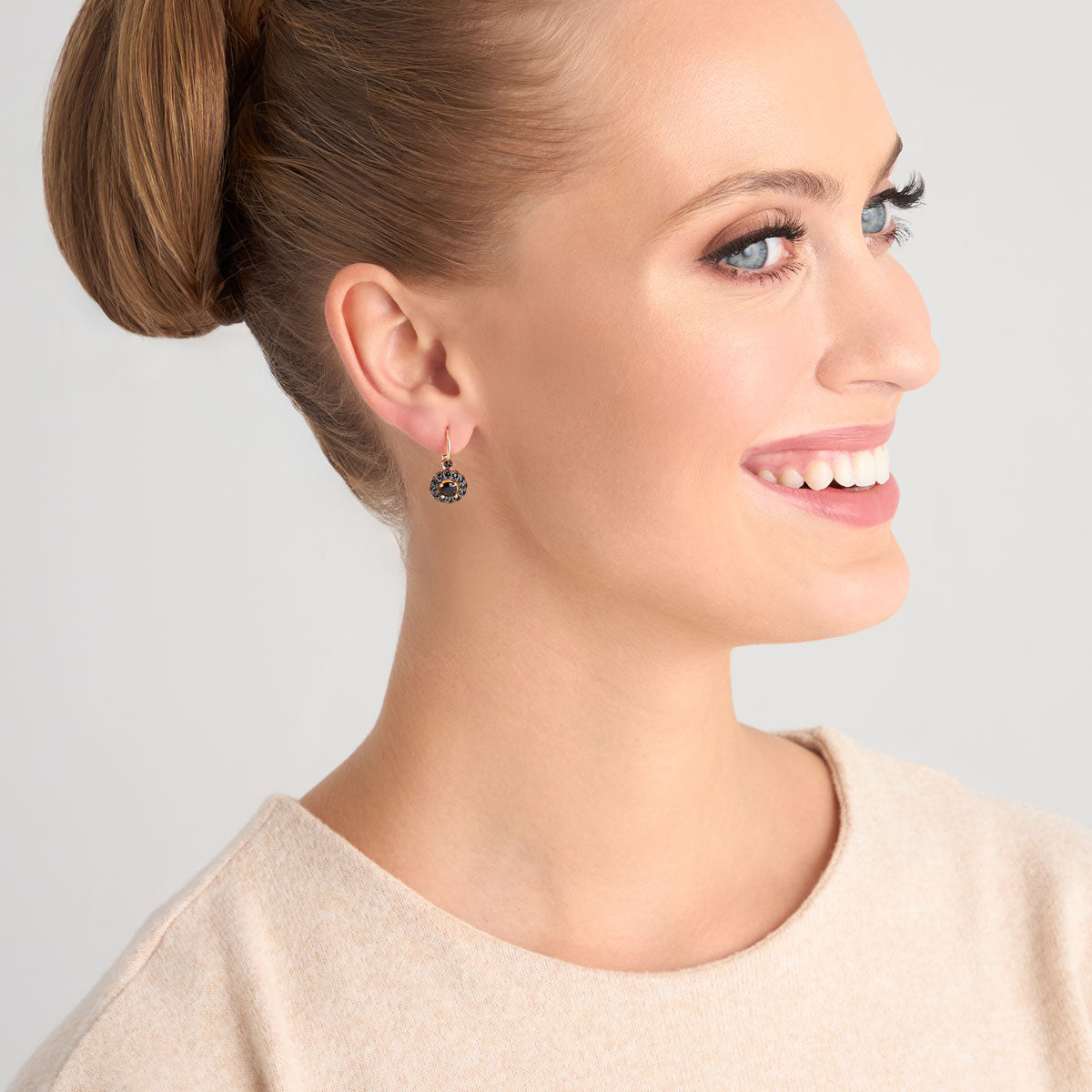 Kolczyki srebrne pozłacane z czarnymi cyrkoniami