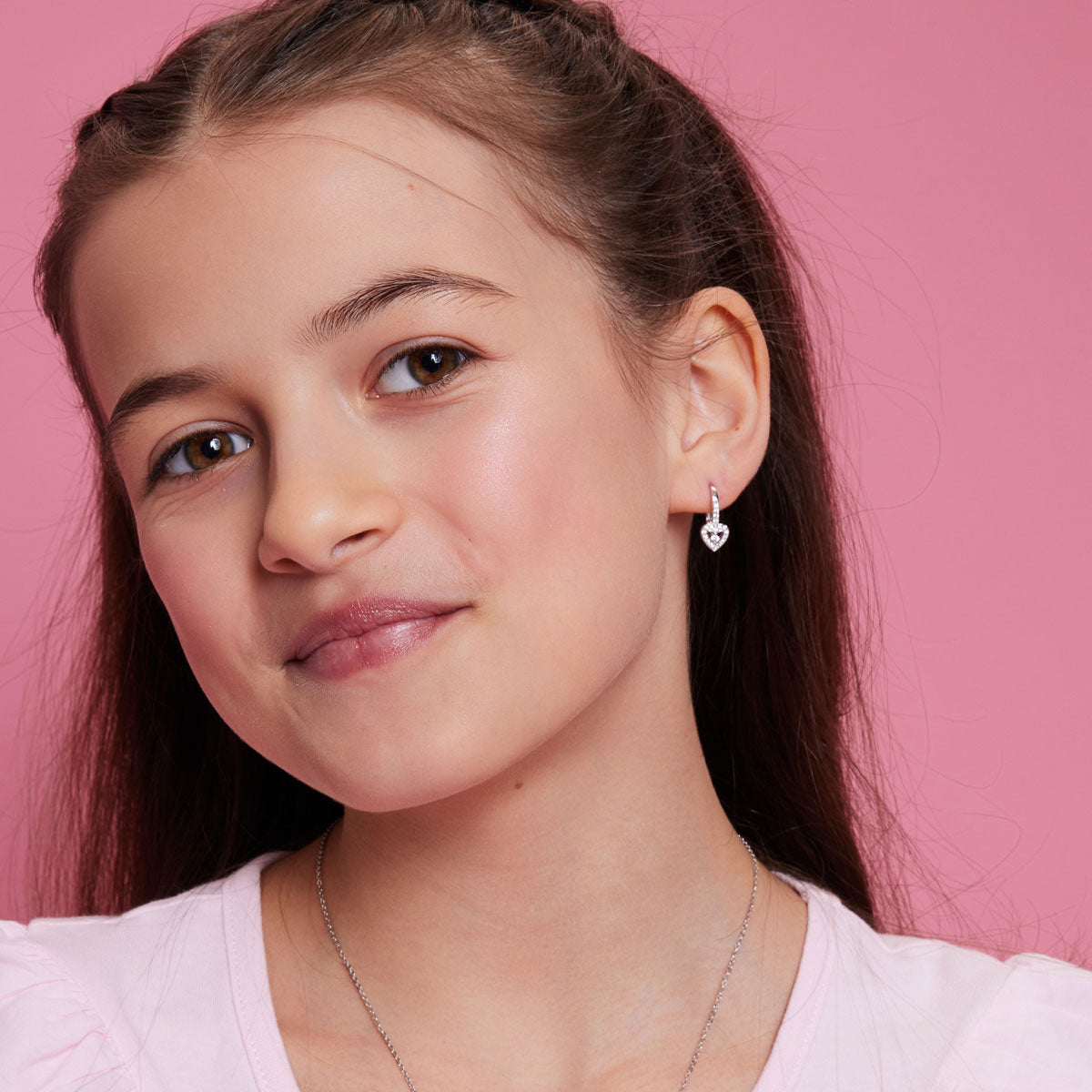 Kolczyki srebrne z cyrkoniami - serca - Bambini