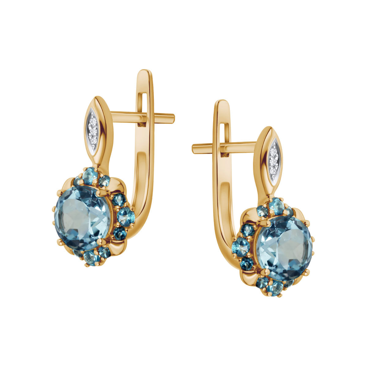 Kolczyki złote z topazami i diamentami