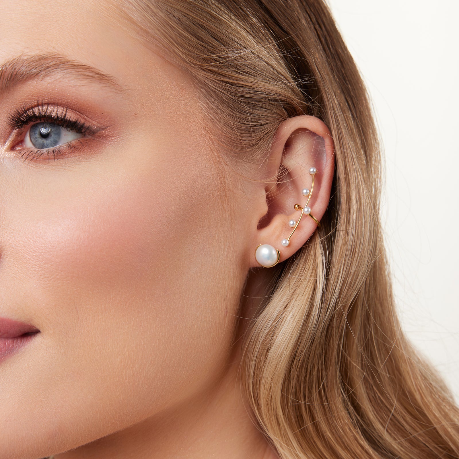 Nausznica stalowa z imitacją pereł - Moderno - Verona