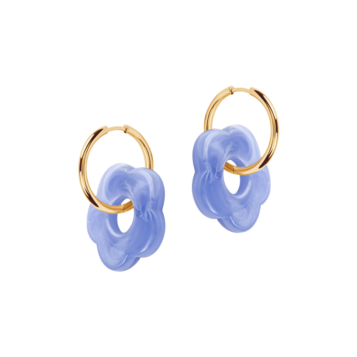 Kolczyki stalowe koła - kwiaty - Moderno