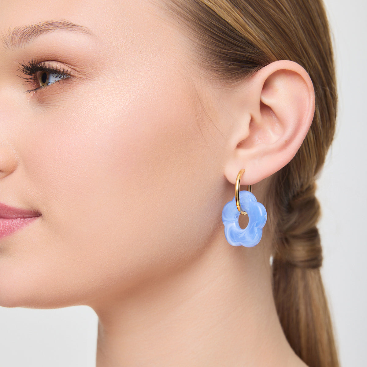 Kolczyki stalowe koła - kwiaty - Moderno