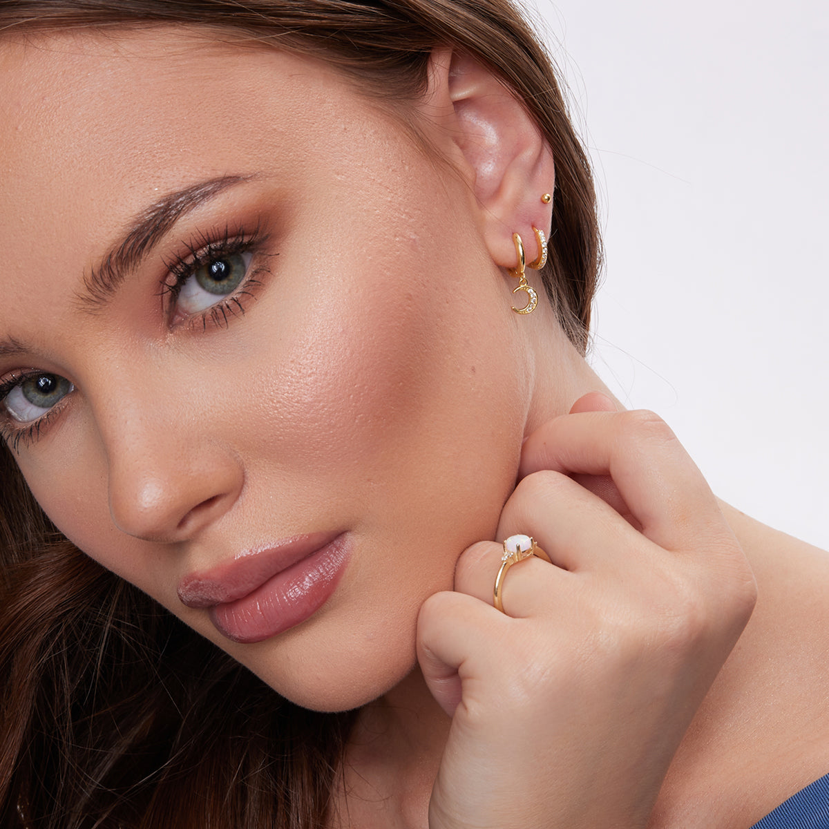 Kolczyki srebrne pozłacane z cyrkoniami - Verona