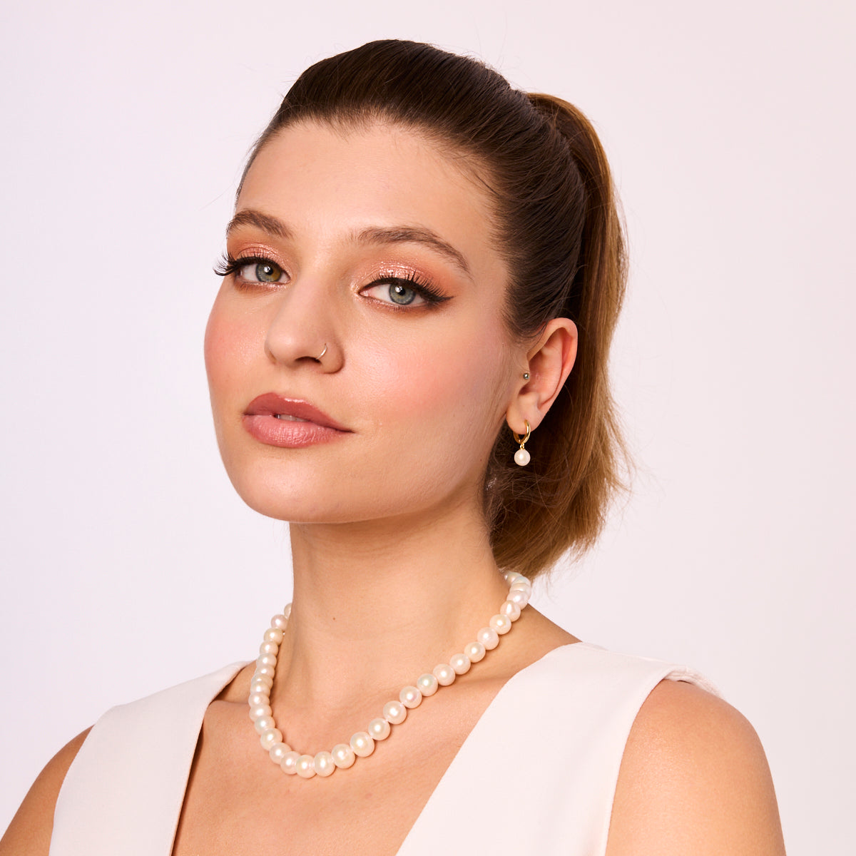 Kolczyki srebrne pozłacane z perłami - Verona