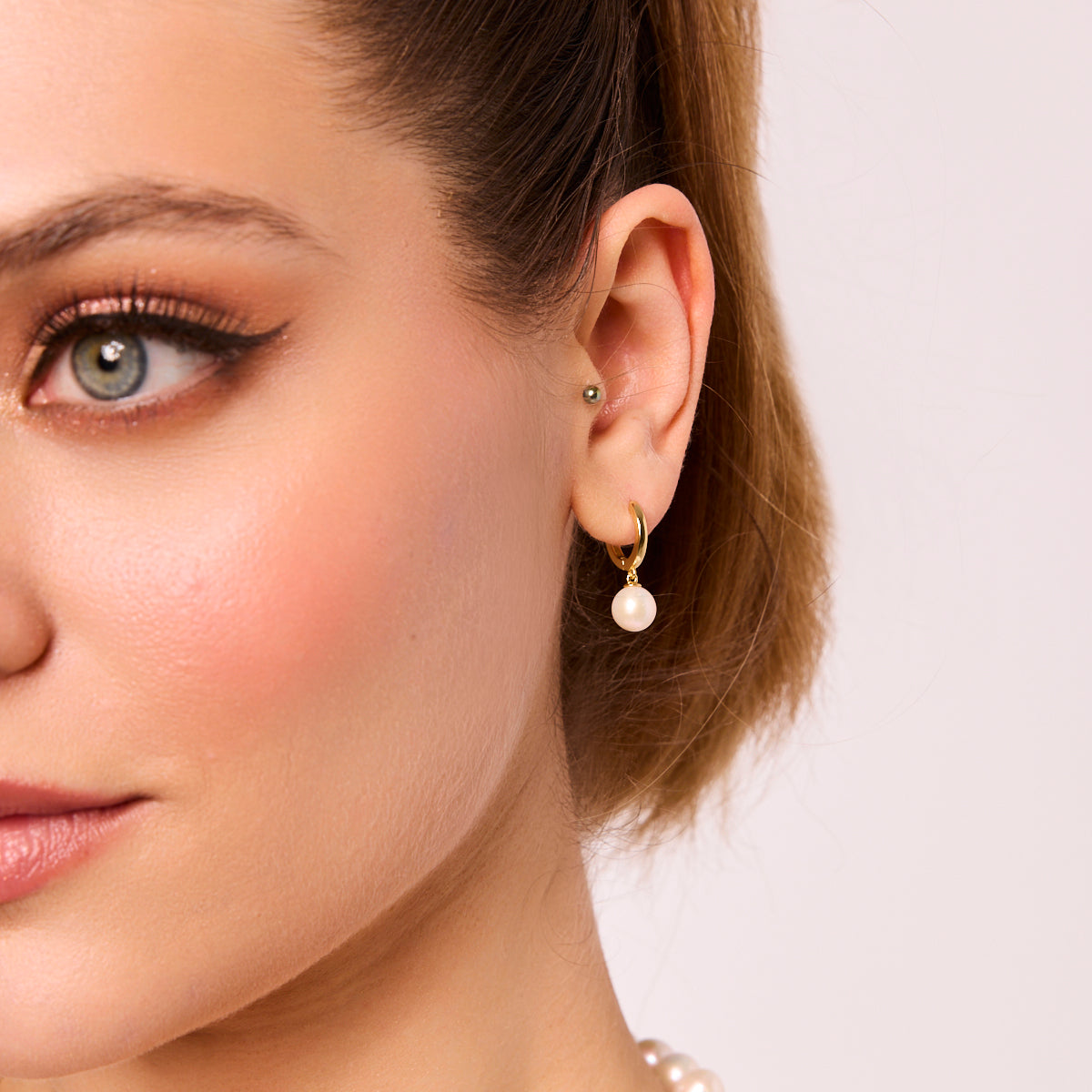 Kolczyki srebrne pozłacane z perłami - Verona