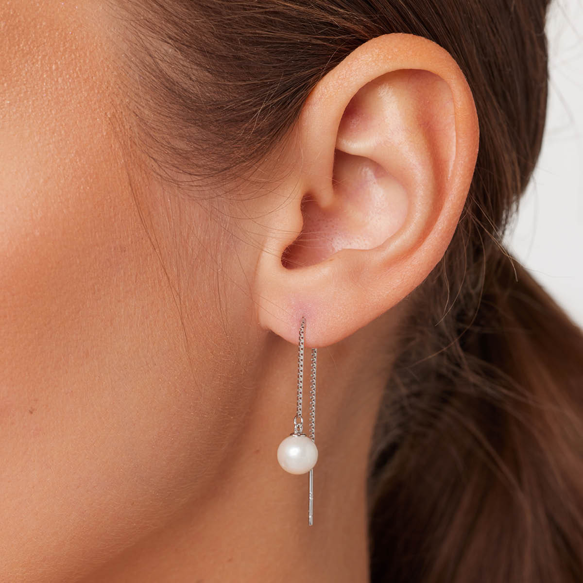 Kolczyki przeciągane srebrne z perłami - Verona