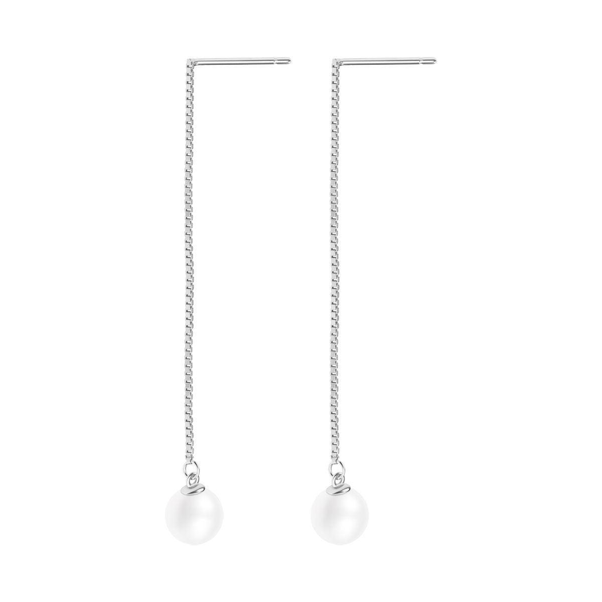 Kolczyki przeciągane srebrne z perłami - Verona