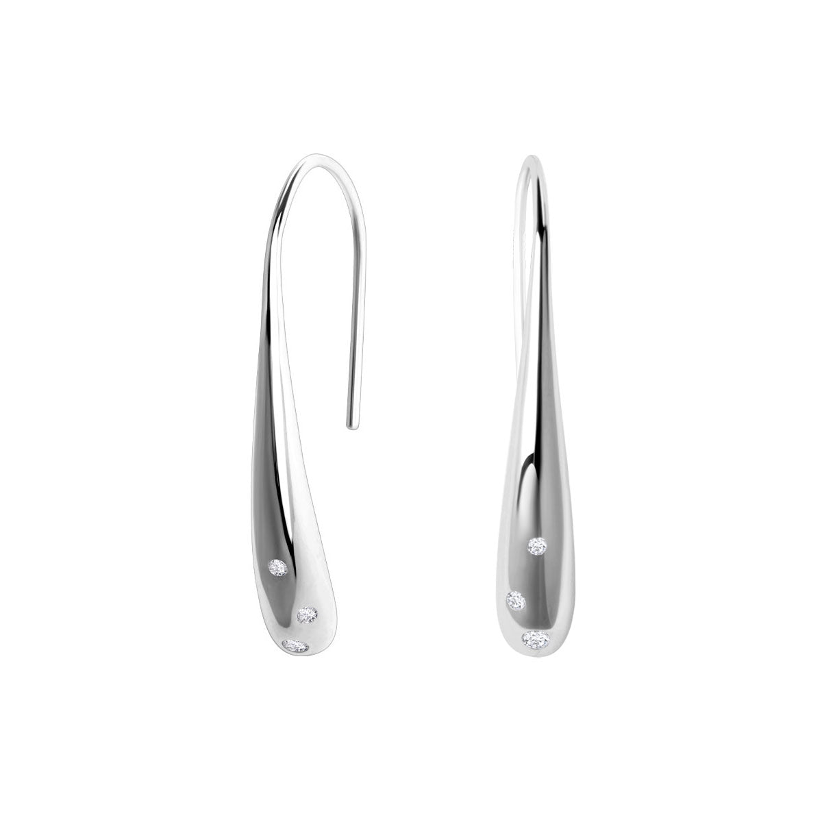 Kolczyki srebrne z cyrkoniami - przeciągane