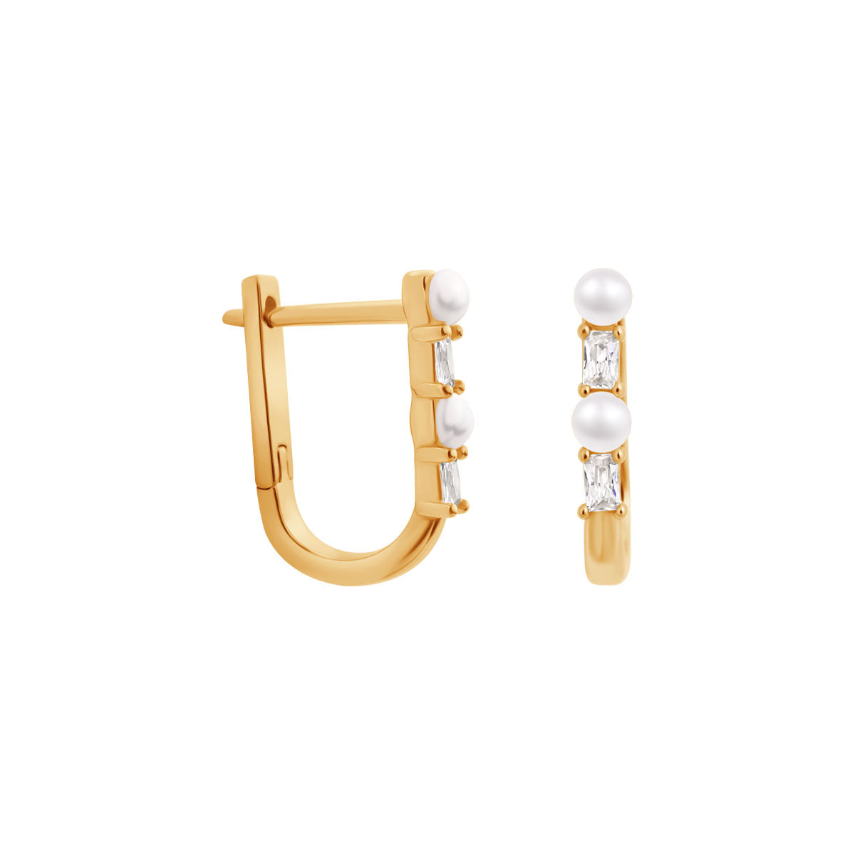 Kolczyki srebrne pozłacane z perłami i cyrkoniami