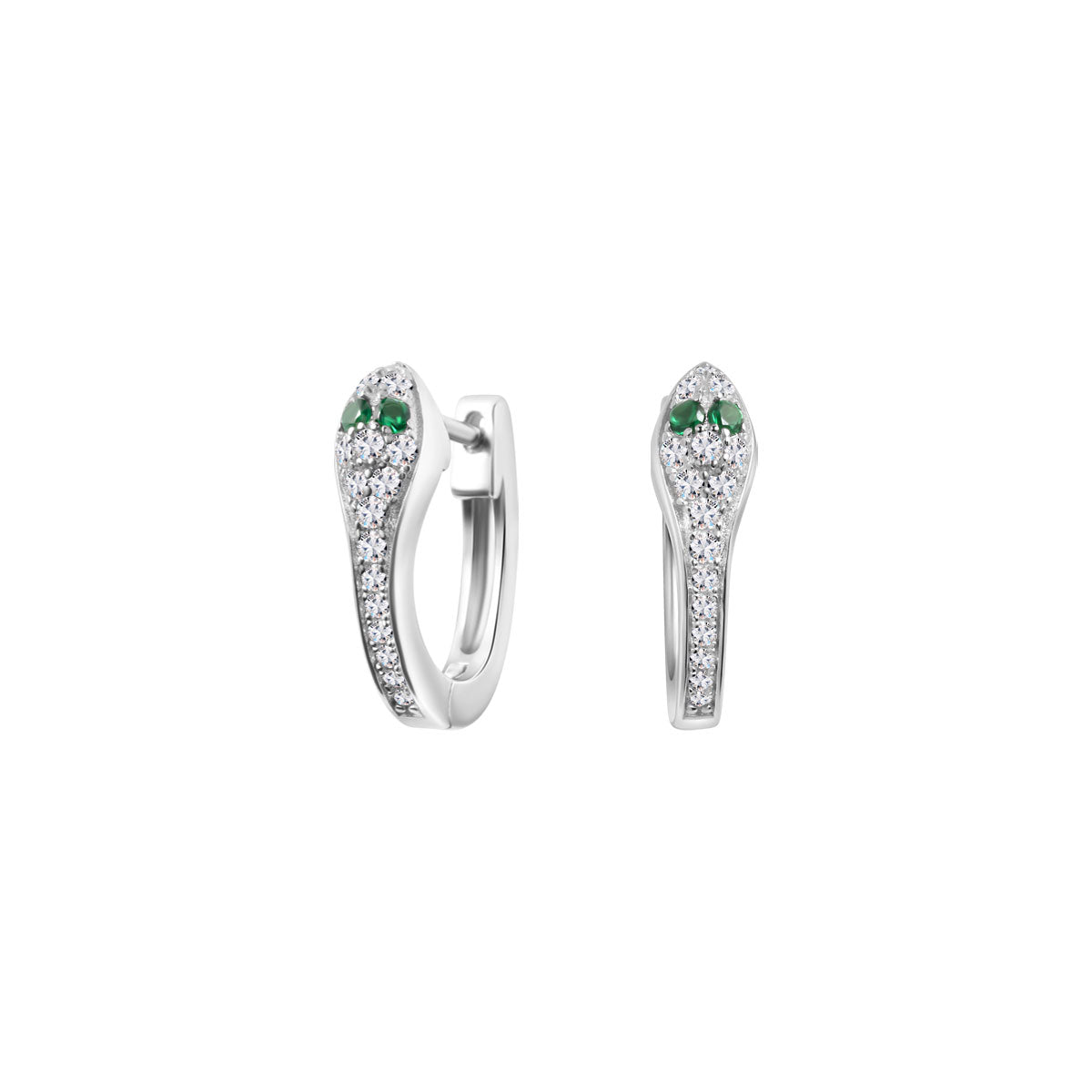 Kolczyki srebrne z zielonymi cyrkoniami - żmije - Verona
