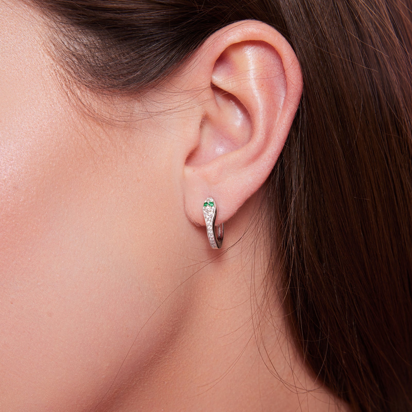 Kolczyki srebrne z zielonymi cyrkoniami - żmije - Verona