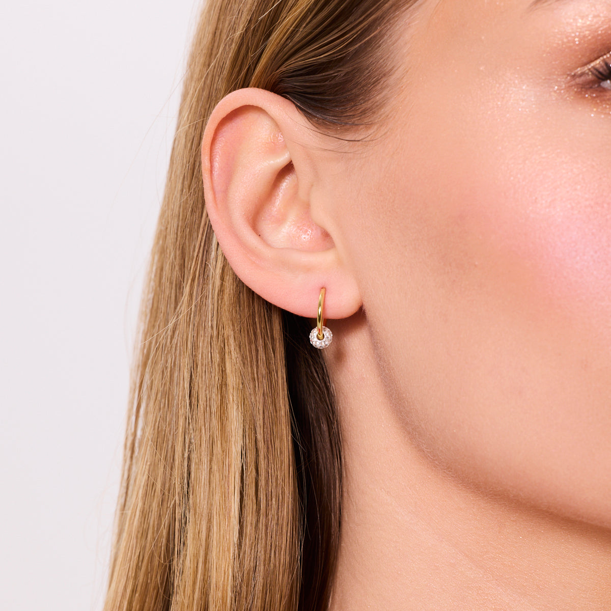 Kolczyki srebrne pozłacane ze szkłem - kulki