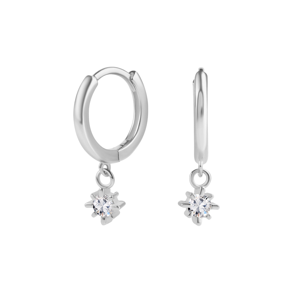 Kolczyki srebrne wiszące z cyrkoniami - koła