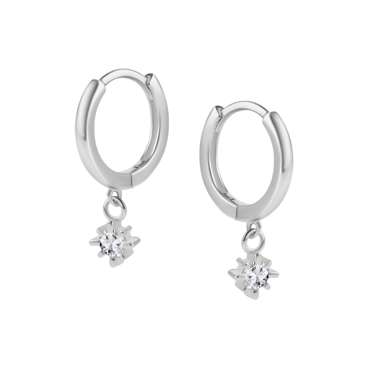 Kolczyki srebrne wiszące z cyrkoniami - koła