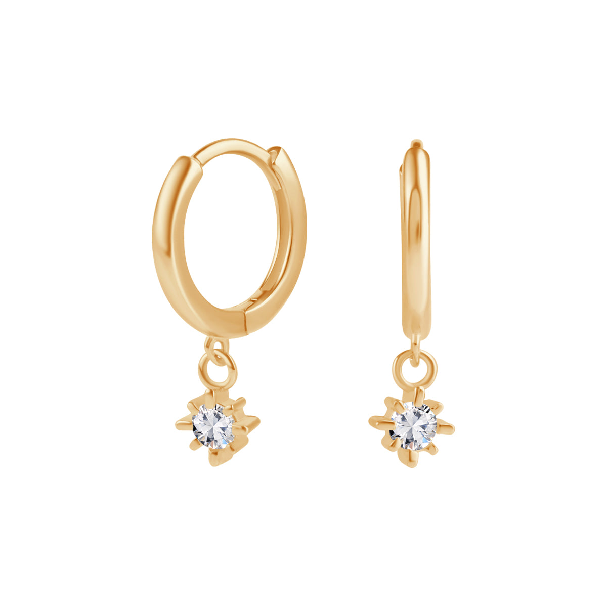 Kolczyki srebrne pozłacane wiszące z cyrkoniami - koła