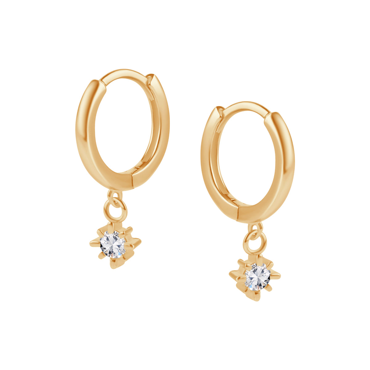 Kolczyki srebrne pozłacane wiszące z cyrkoniami - koła