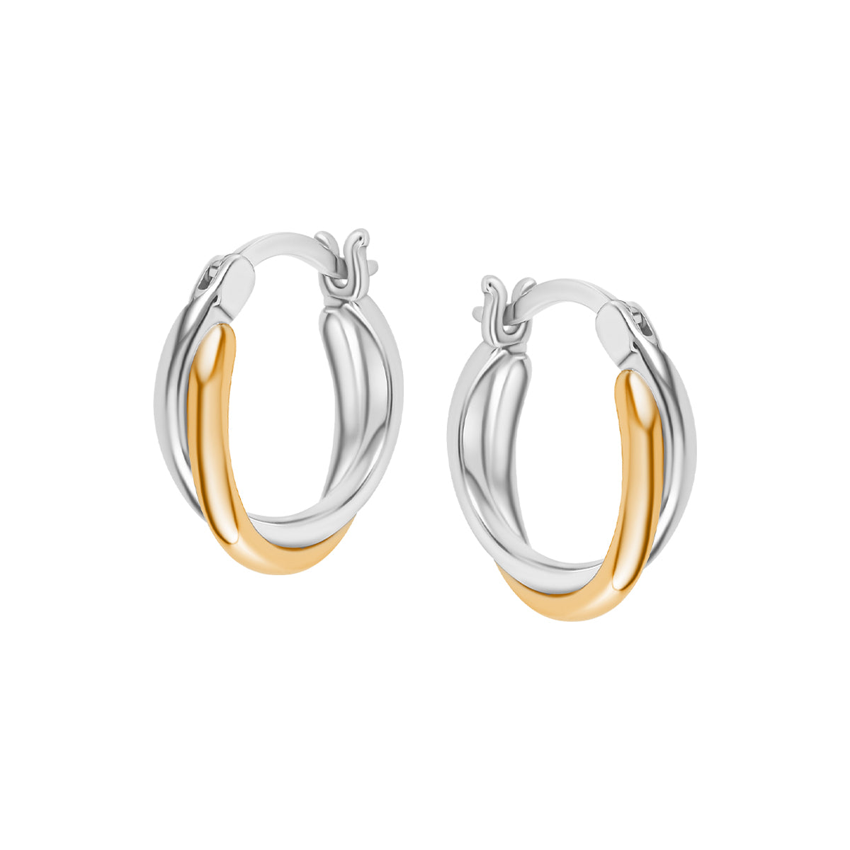 Kolczyki srebrne pozłacane przeplatane - koła