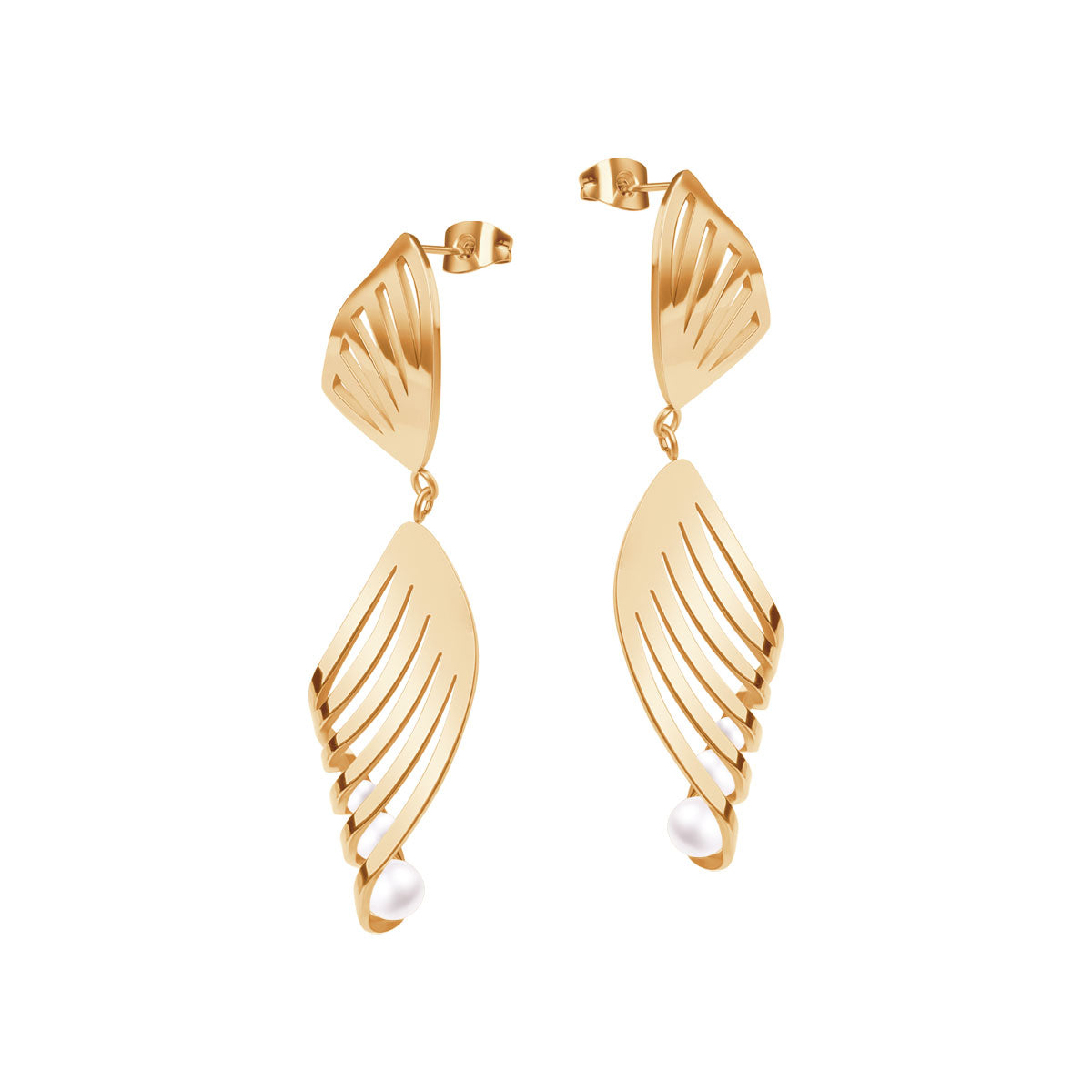 Kolczyki stalowe z perłami - Moderno