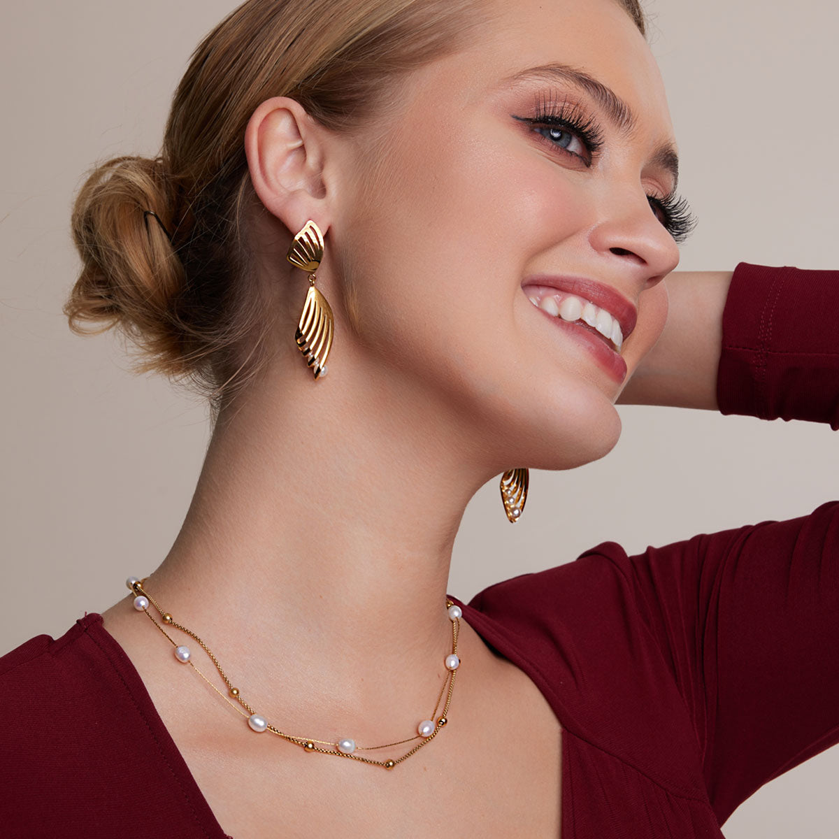 Kolczyki stalowe z perłami - Moderno