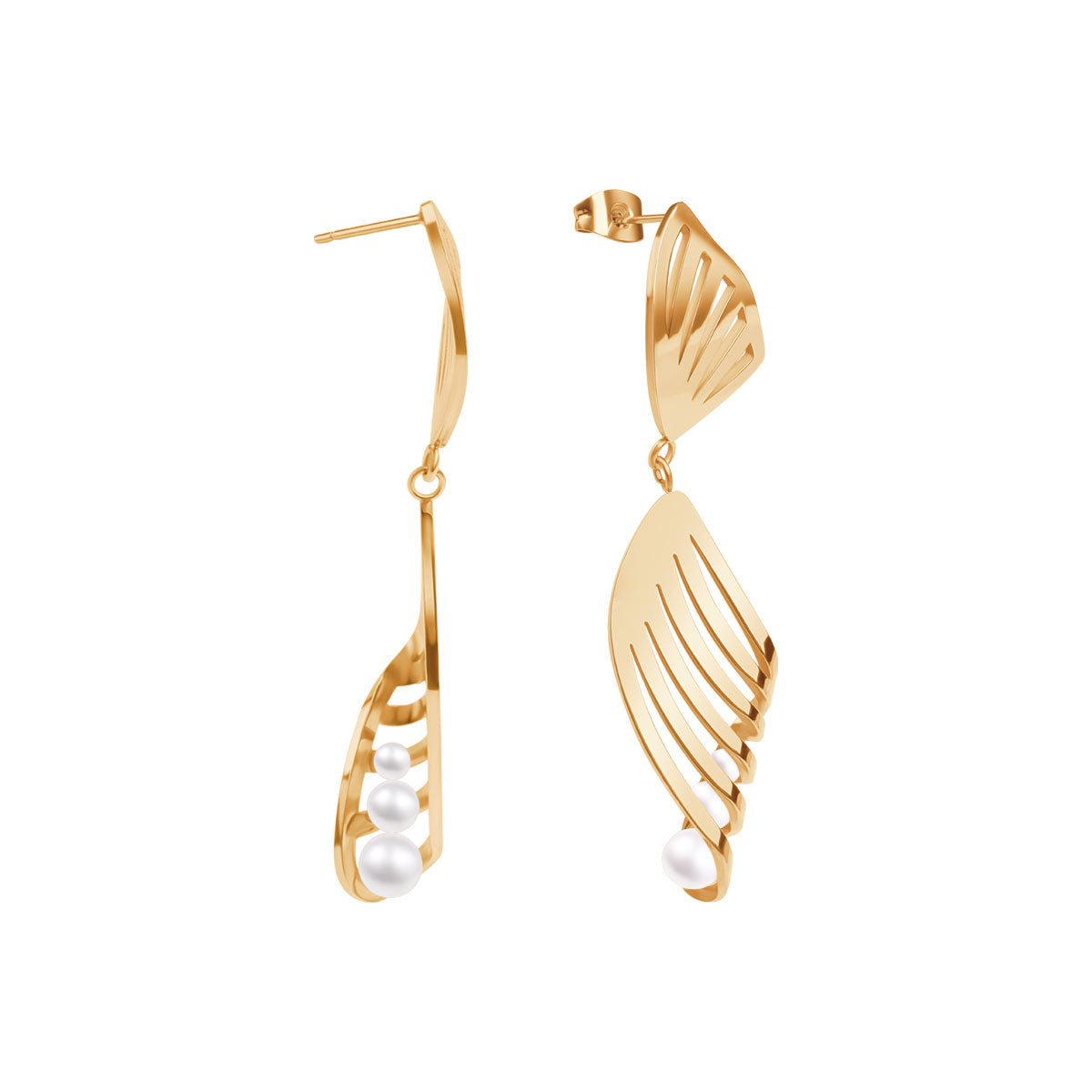 Kolczyki stalowe z perłami - Moderno