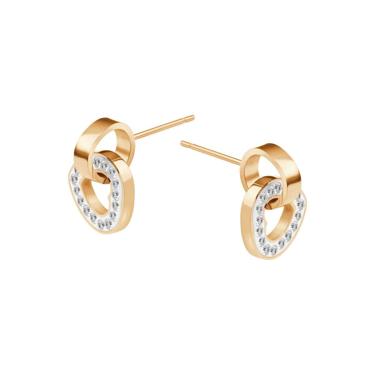 Kolczyki stalowe ze szkłem - serca - Moderno