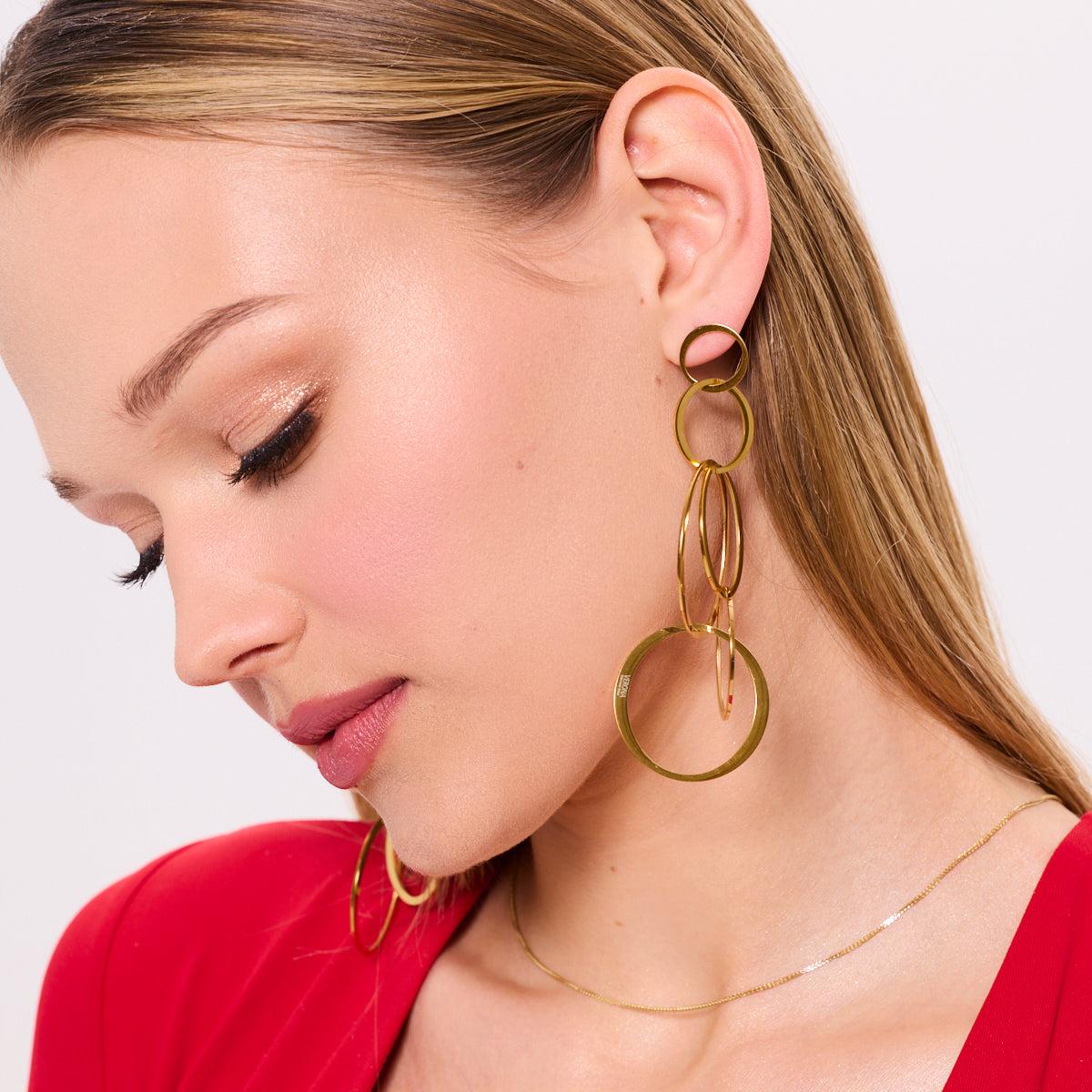 Kolczyki stalowe wiszące - koła - Moderno