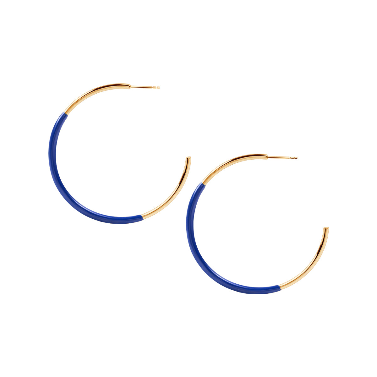 Kolczyki stalowe półokrągłe z niebieską emalią - Moderno