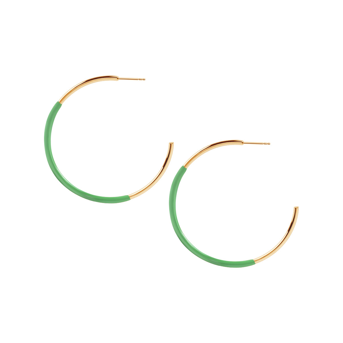 Kolczyki stalowe półokrągłe z zieloną emalią - Moderno