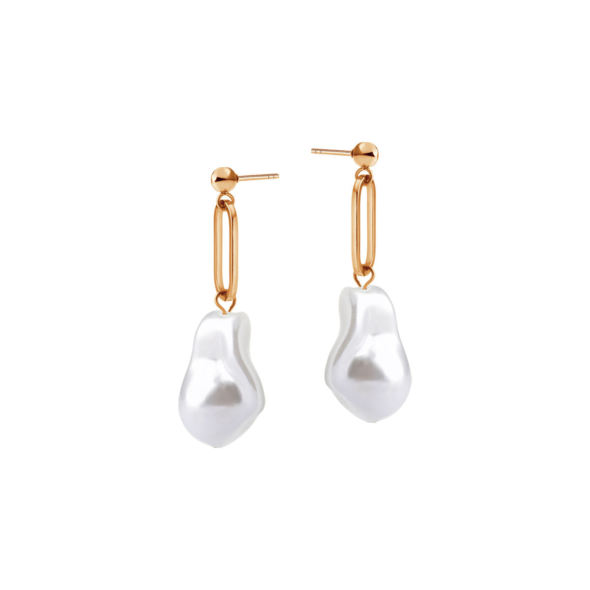 Kolczyki stalowe z imitacją pereł - Moderno